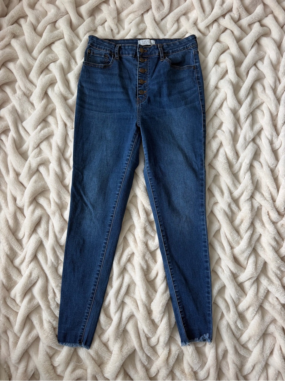 High-Rise Button-Fly Women’s Jeans in Deep Blue